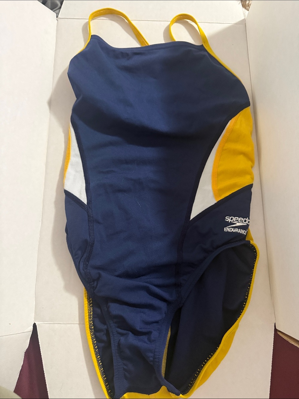 Speedo Navy Blue and Yellow One-Piece Swimsuit